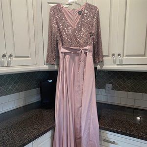 XScape Sequined Ball Gown Mauve Blush Street Size 10/Marked Size 12